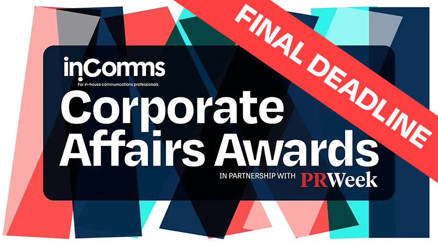 Logo for In.Comms Corporate Affairs Awards, with 'Final deadline' sash across it