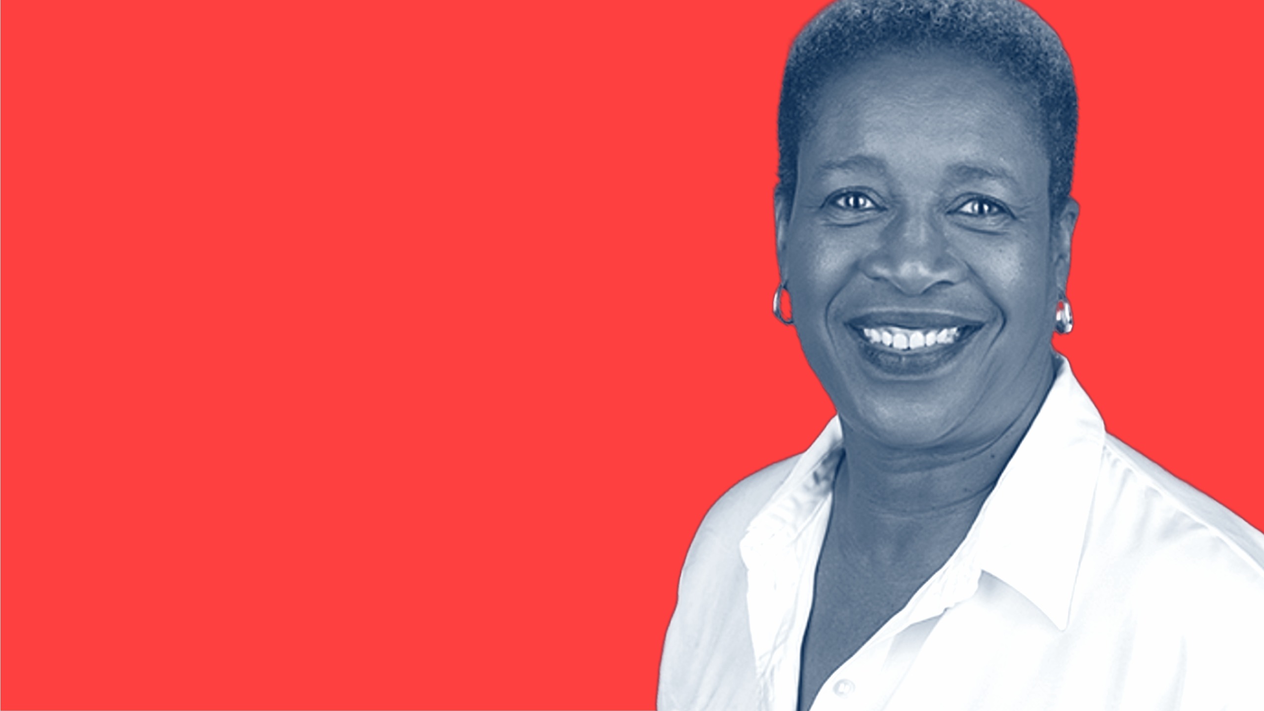 Photo of Evadney Campbell on red opinion background