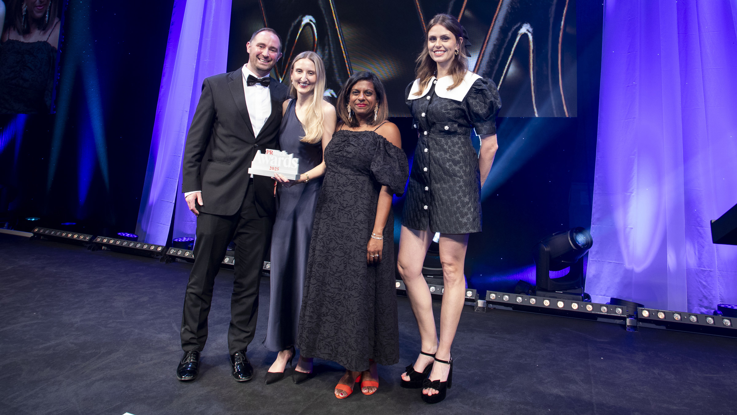 The ICO team with event host comedian Ellie Taylor.