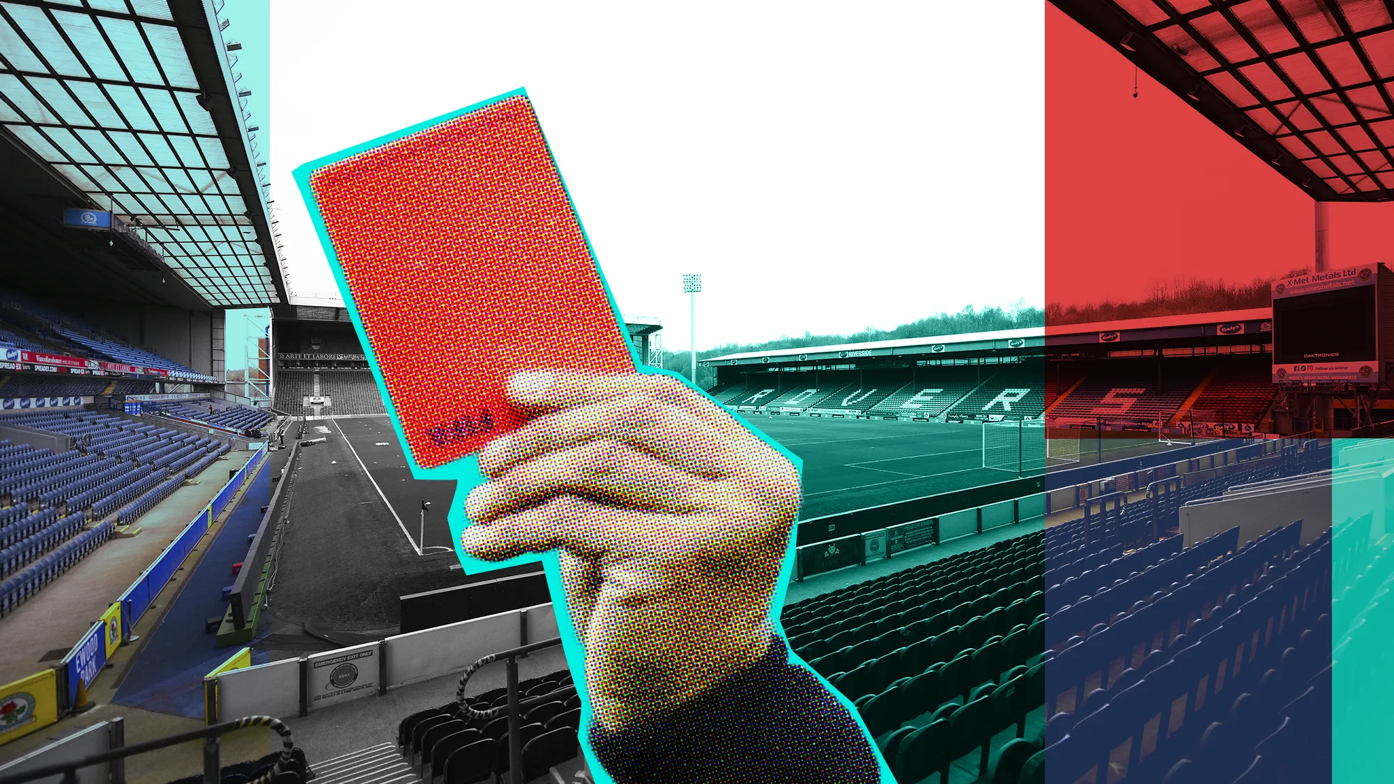 Image of Blackburn Rovers Football Club with a referee holding a red card